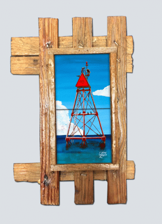 "Hens and Chickens Lighthouse" 2 Tile Mural Lid