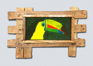 "Keel Billed Toucan" 2 Tile Mural Lid