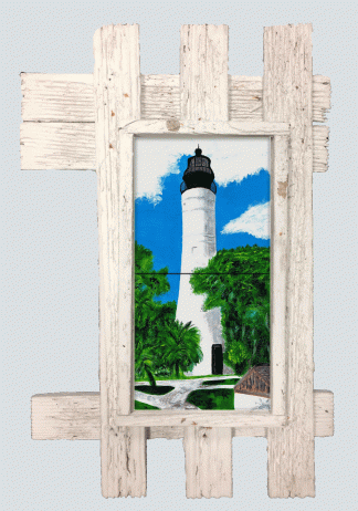 "Key West Lighthouse" 2 Tile Mural Lid