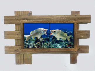 "Kissing Grunts" 2 Tile Mural Lid