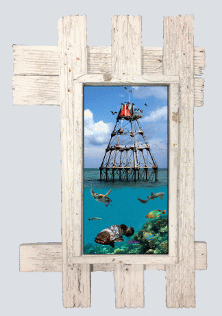 "Molasses Reef Lighthouse" 2 Tile Mural Lid