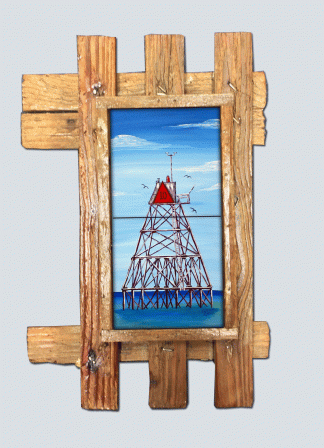 "Molasses Reef Lighthouse" 2 Tile Mural Lid