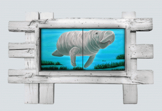 "Mr. Manatee" 2 Tile Mural Lid