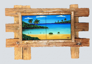 "Paradise Getaway" 2 Tile Mural Lid