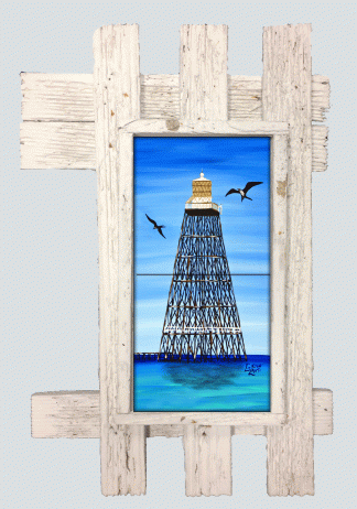 "Sand Key Lighthouse" 2 Tile Mural Lid