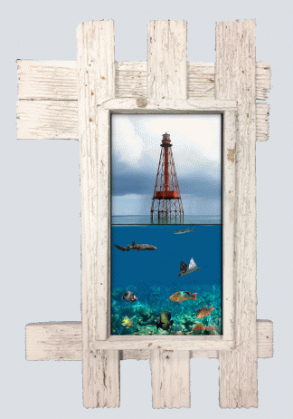"Sombrero Reef Lighthouse" 2 Tile Mural Lid