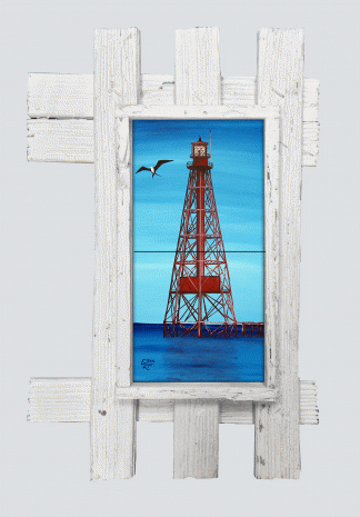 "Sombrero Reef Lighthouse" 2 Tile Mural Lid