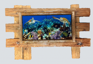 "Turtle Encounter" 2 Tile Mural Lid