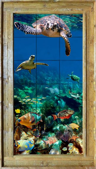 "GREEN TURTLE REEF" TILE MURAL