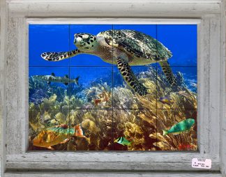 "Swimming Hawksbill Turtle" Tile Mural