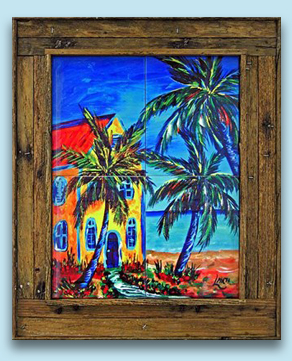 Framed Ceramic Tiles in our Lobster Trap Frames